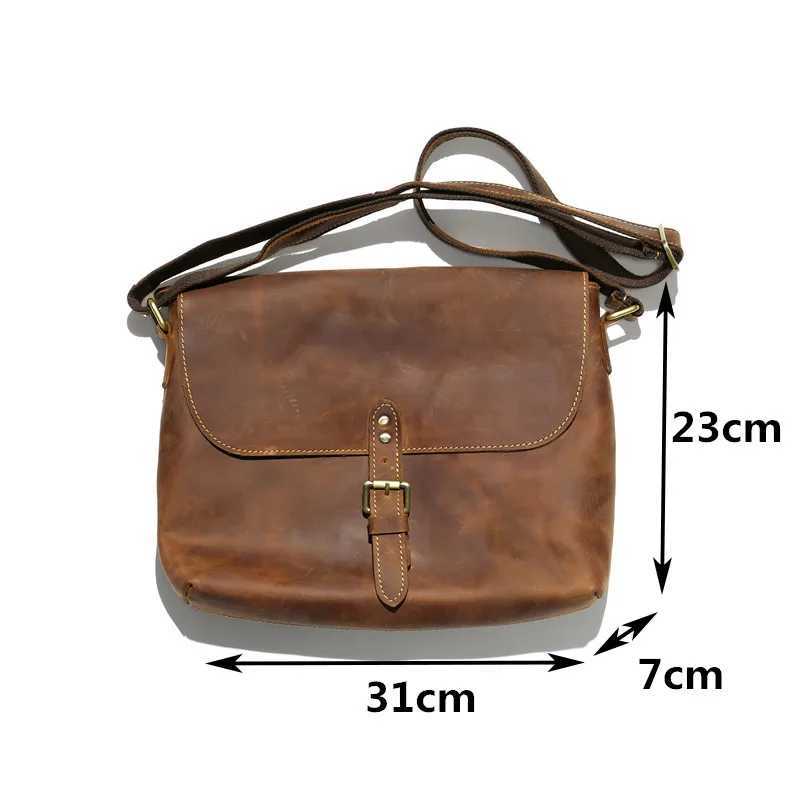 Fashion Trend Crazy Horse Cowboy Shoulder Bag Outdoor Leisure Daily Designer Natural Leather Messenger Bag Z250225