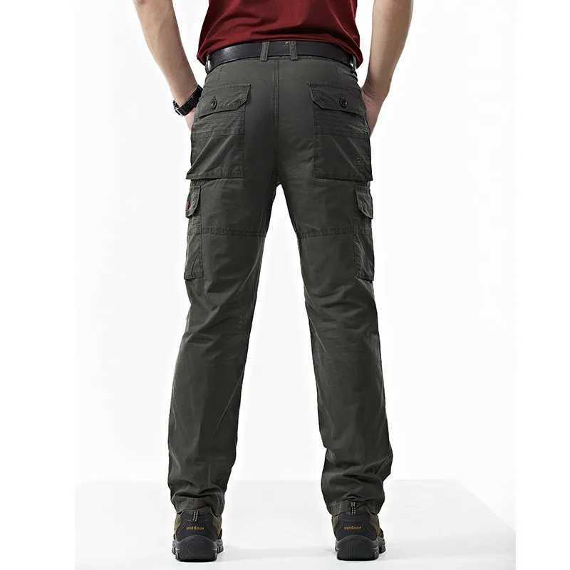 Mens Multi-pockets Tactical Casual Long Trousers Plus Size 42 Mens Outdoor Overalls Cargo Pants Spring Cotton Baggy Denim Pants W250225