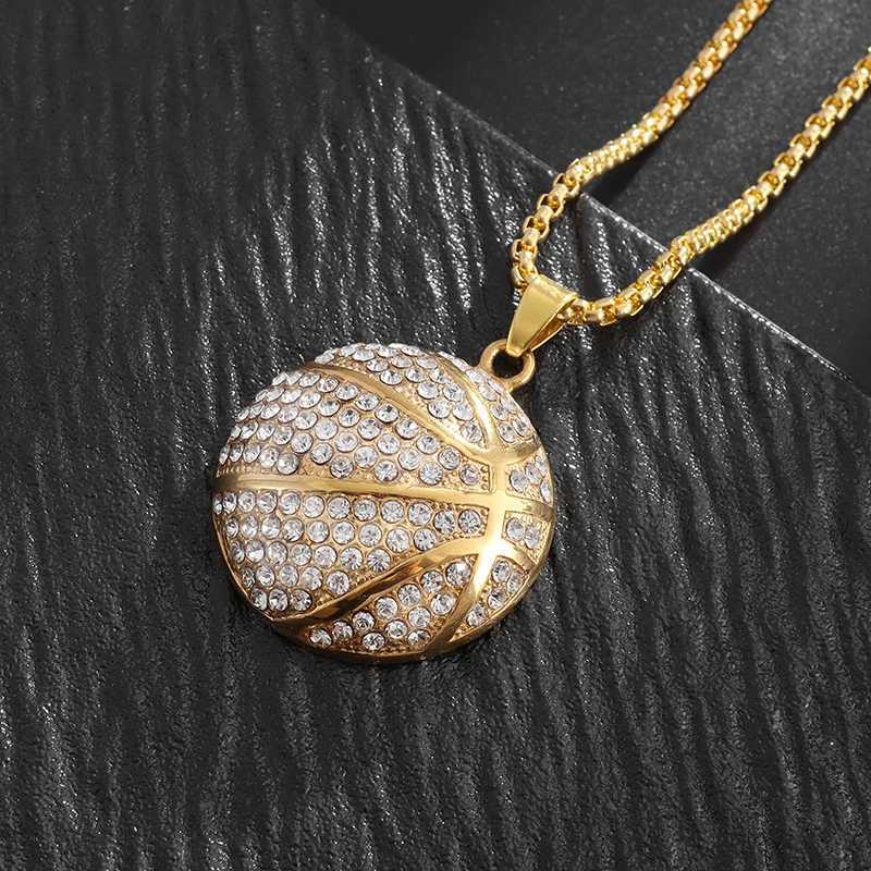 Iec Out Zirconia Basketball Pendant Necklace for Men Personali Punk Cool Rock Rap Party Hip Hop Jewelry Accessories X250224