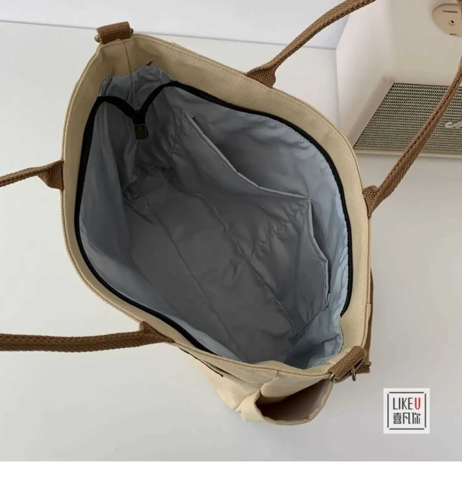 Japanese Multi-pocket Handbag Large-capacity Canvas Tote Bag Simple School lady bag One-shoulder Mens and Womens Messenger Bag Z250224