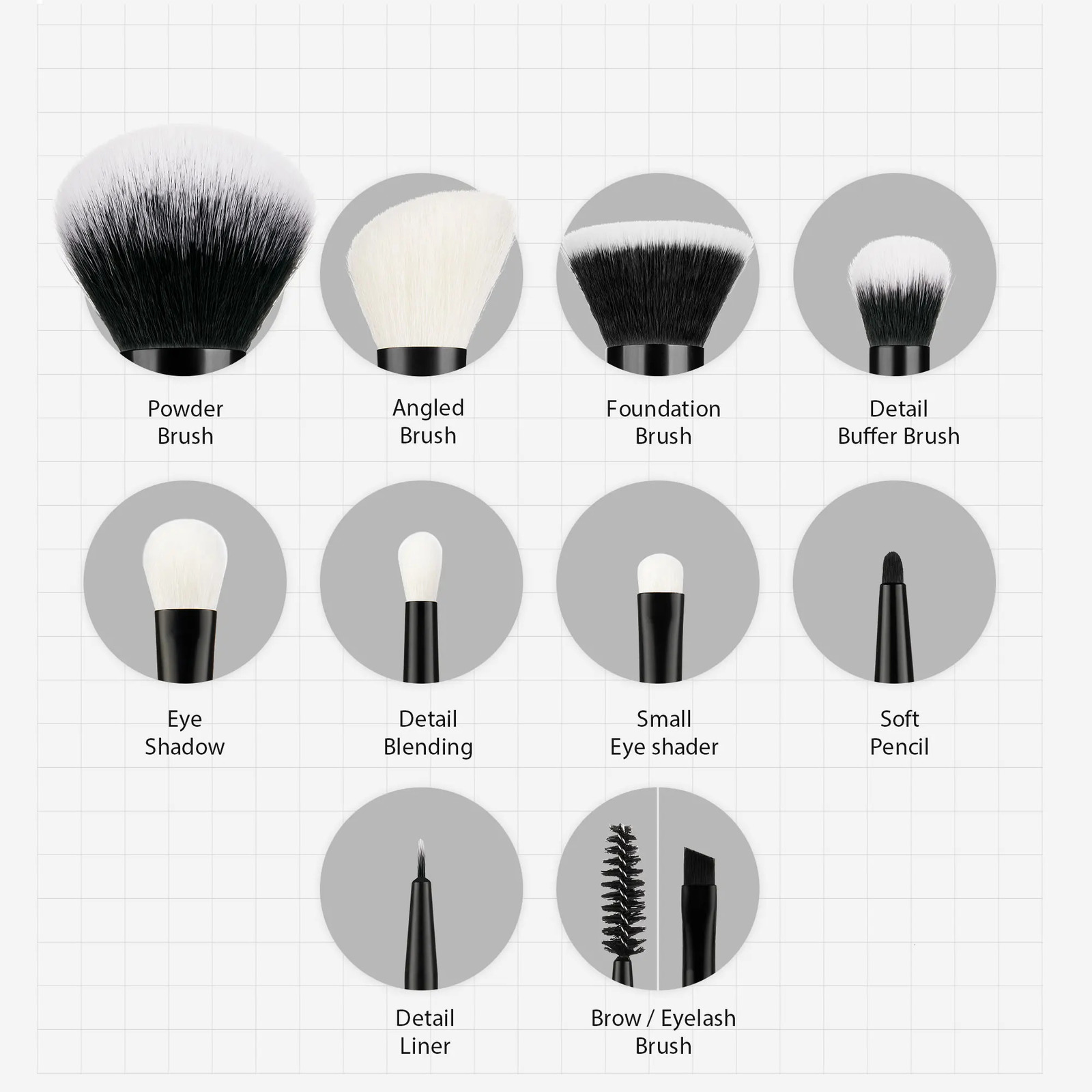 Jessup 10pcs Makeup Brushes Set Natural Synthetic Powder Foundation Eyeshadow Eyeliner Spoolie Brush Blush Eyebrow Broach T323 250305