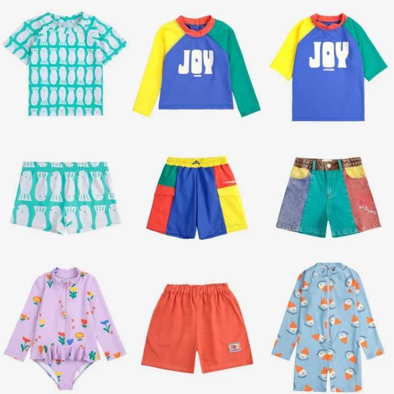 25BC childrens sleeping swimsuit boys beach pants vacation girls Florida swimsuit lace one-piece swimsuit X250224