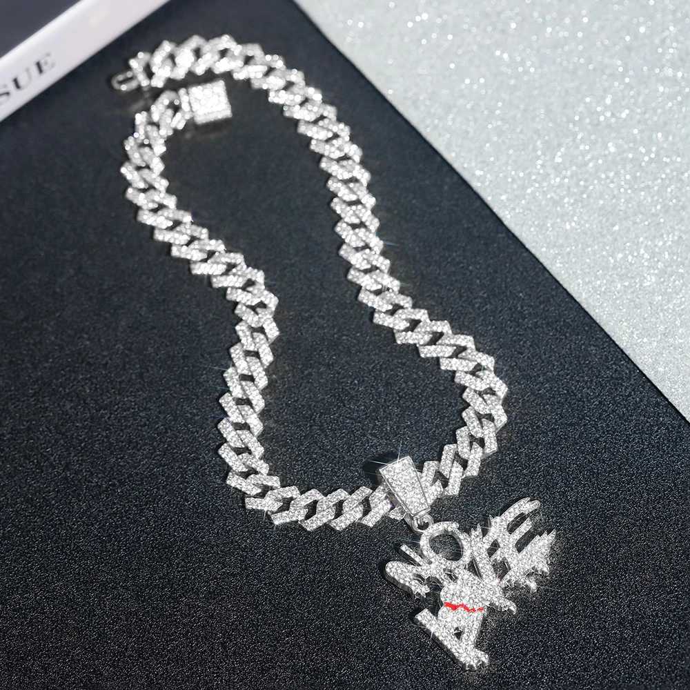 Hip-hop Punk NO Letter Pendant Cuban Necklace Stylish d Out Mens Wens Street Style Cuban Chain Trend Jewelry Gift X250224