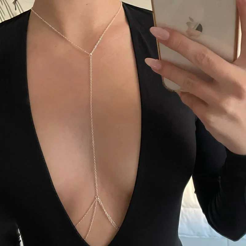Sexy Chest Chain Bra Bikini Belly Waist Chain for Women Girls Cross Fa Suit Beach Harn Necklace Breast Body Chain JewelryXJ250224