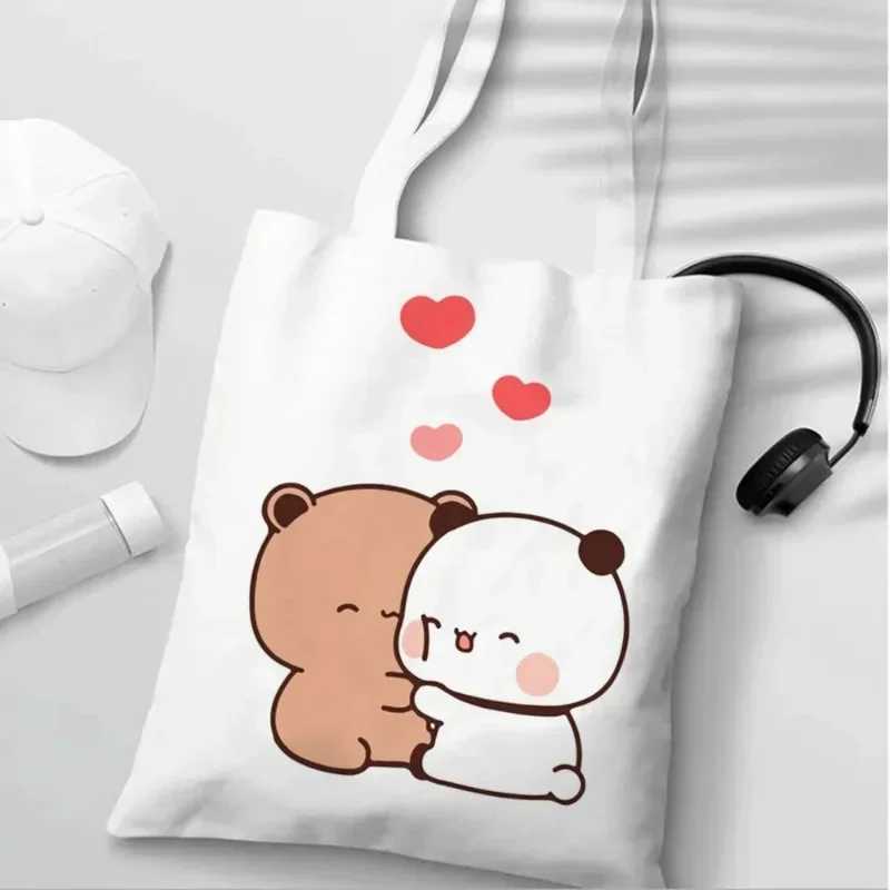 Bubu Dudu Anime Women Shoulder Bags No Zipper Canvas Tote Bag Large Capacity Shopping Shopper Handbag Lightweigh Girl Handbags Z250224