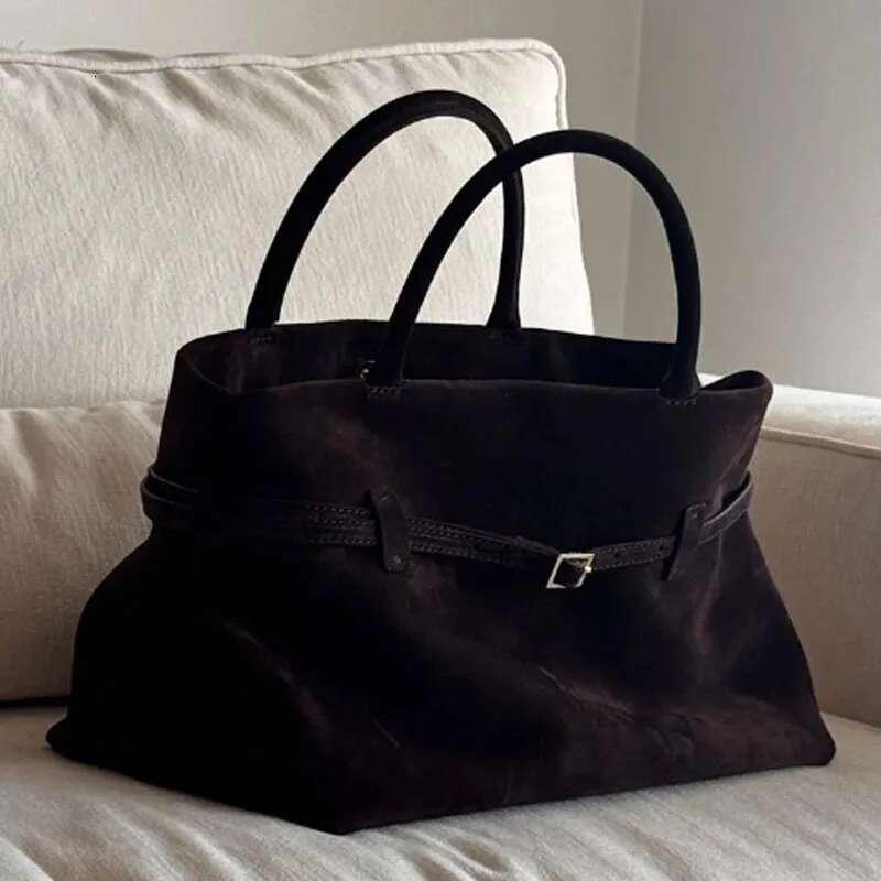 Retro Handbag Autumn/Winter Frosted Suede Belt Buckle Women Shoulder Tote Bag