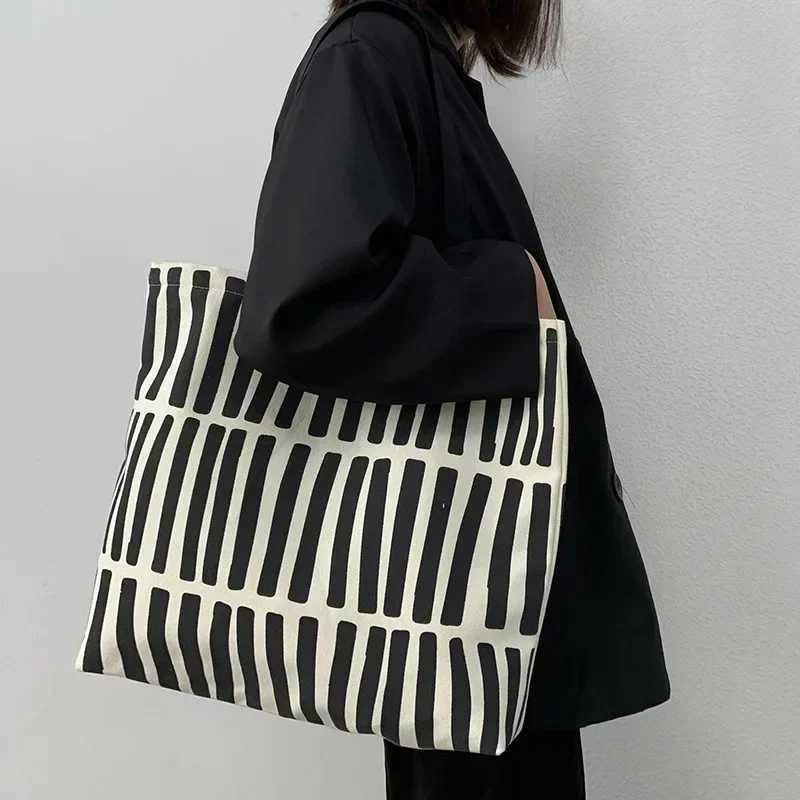 Women Canvas Tote Bag Fashion Korean Cotton Cloth Eco Reusable Shopping Bags Large Ladies Shoulder Shopper Bag Student Handbags Z250224