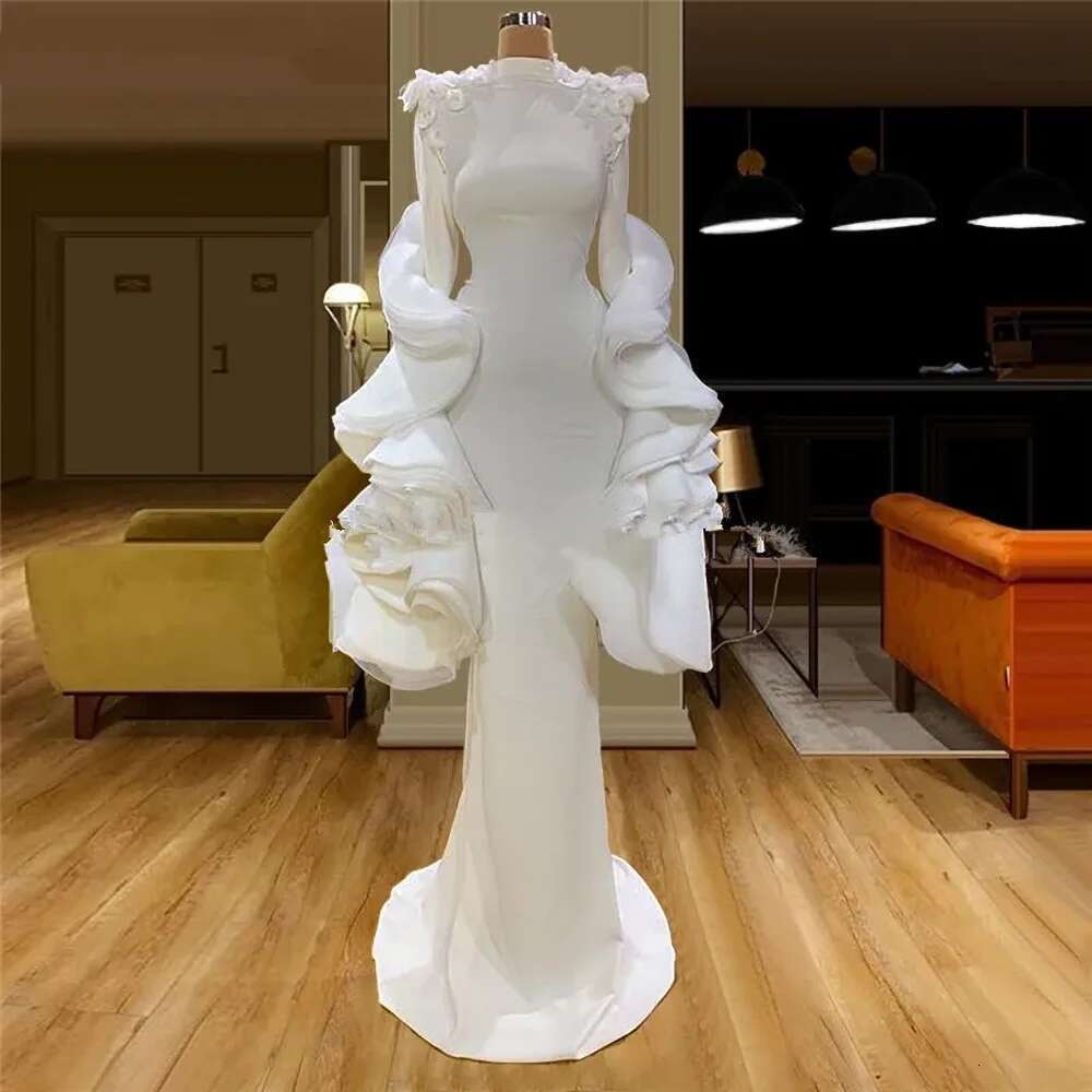 Stylish White Mermaid Ball Gowns 2025 Fashion Babbage Appliques Dubai Evening Dresses Up To The Floor Formal Pageant prom Party Dress