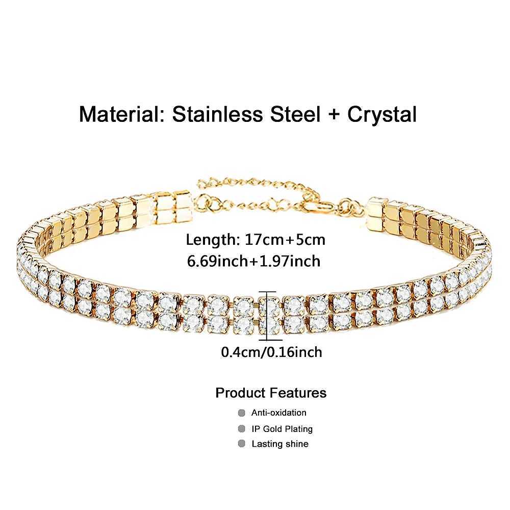Minimalist Stainless Steel Crystal Tennis Bracelets For Woman Girls Simple Rhinestone Crystal Chain Bracelet Fashion JewelryXJ250225