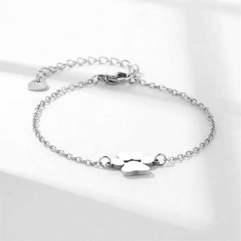 Stainless Steel Pet P Footprint Bracelets Shellhards Cute Animal Tassut Cat Dog P Charm Bracelet for Women Popular braceletsXJ250225