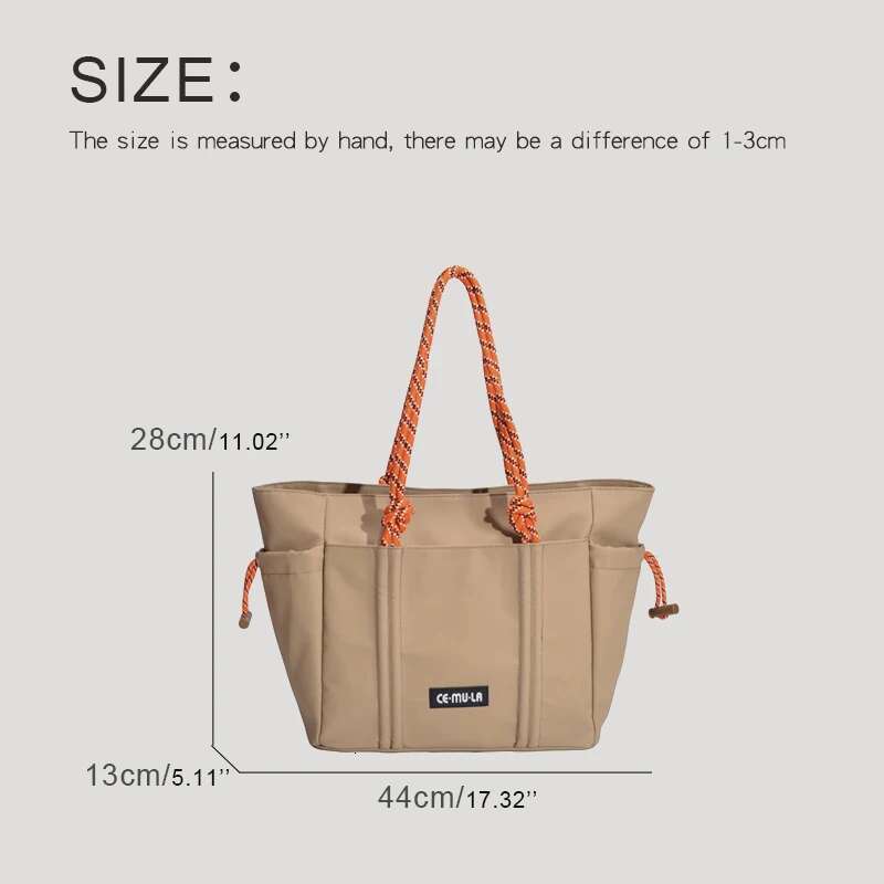Preppy Style Oxford Cloth Tote Bags For Women Designer Handbag Purses 2024 New In Letter Large Capacity Underarm Shoulder