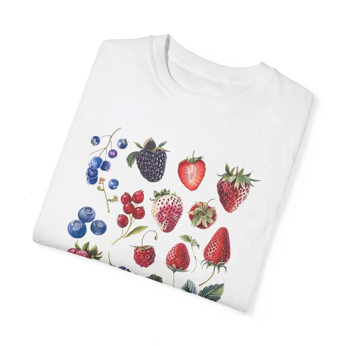 Aesthetic Fruit Berry Species Graphic T-shirt Fashion Cotton Tee Fruit Lover Blueberry Shirt with Cute Strawberry Cute Berry Top 250224