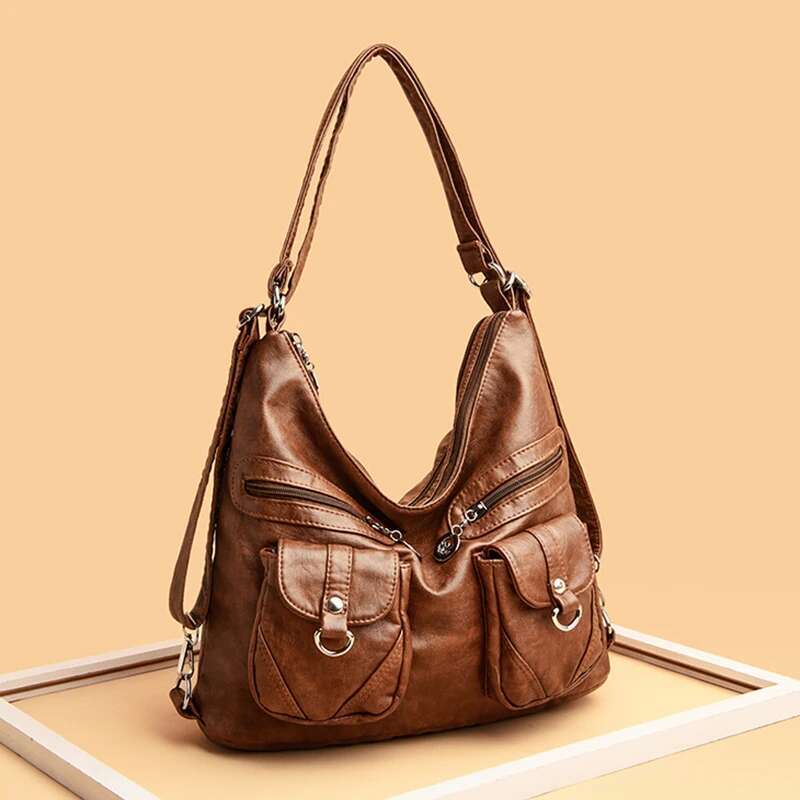 Large Multifunction Women Backpacks Leather School Bags For Teenage Girls Shoulder Bag Ladies Travel Backpack Mochilas