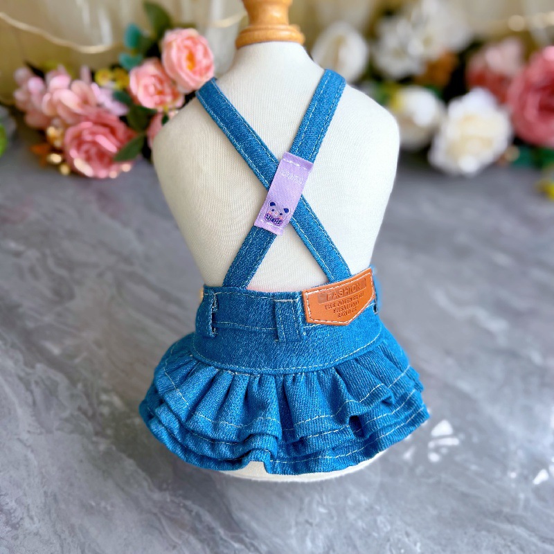 Designer Dog Jean Dress Fancy Pet Apparel Spring Summer Four Season Small Dogs Clothes
