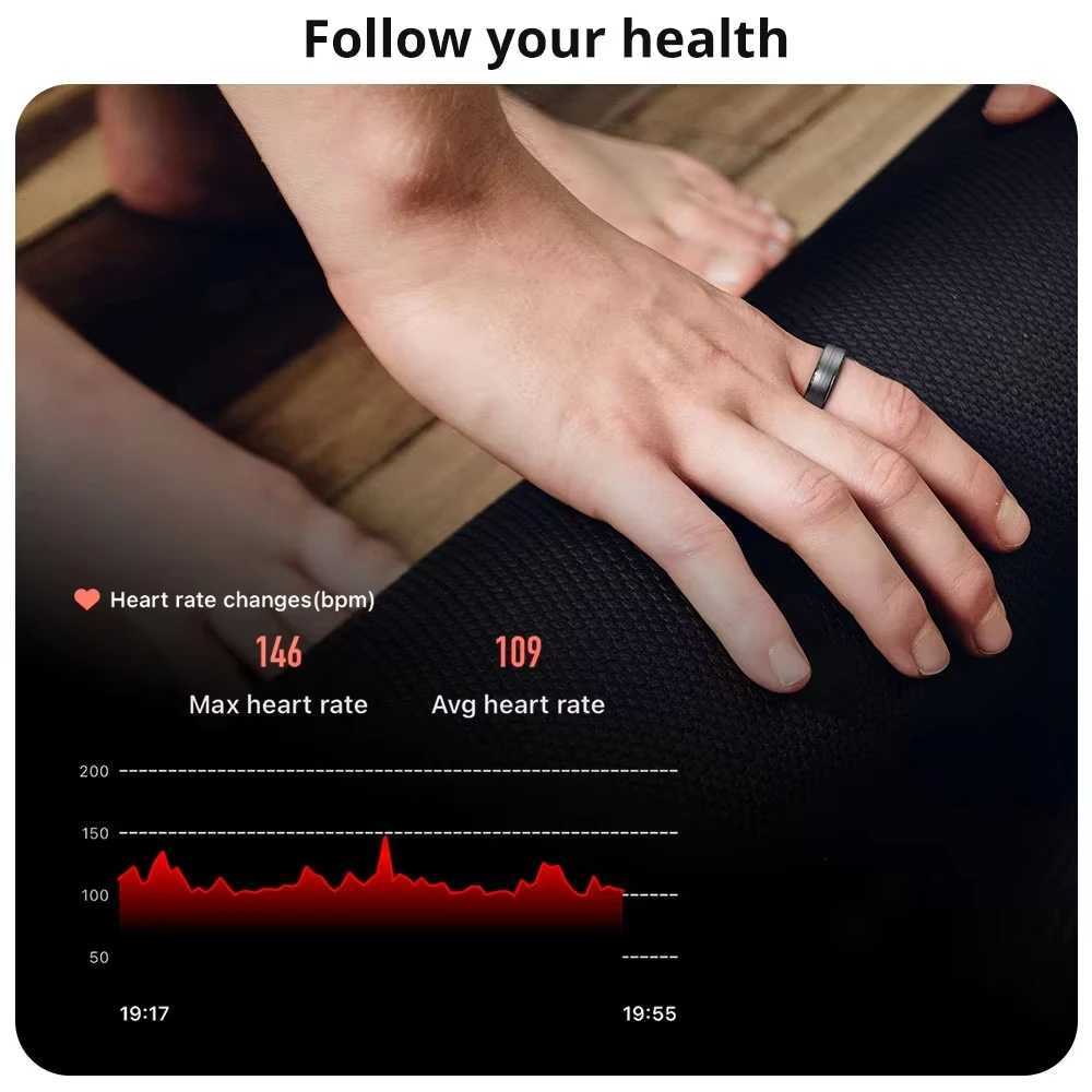 Smart Ring Men Women Military Grade Titanium Steel Shell Health Fitness Monitoring IP68 3ATM Waterproof Multi-sport Modes W250225