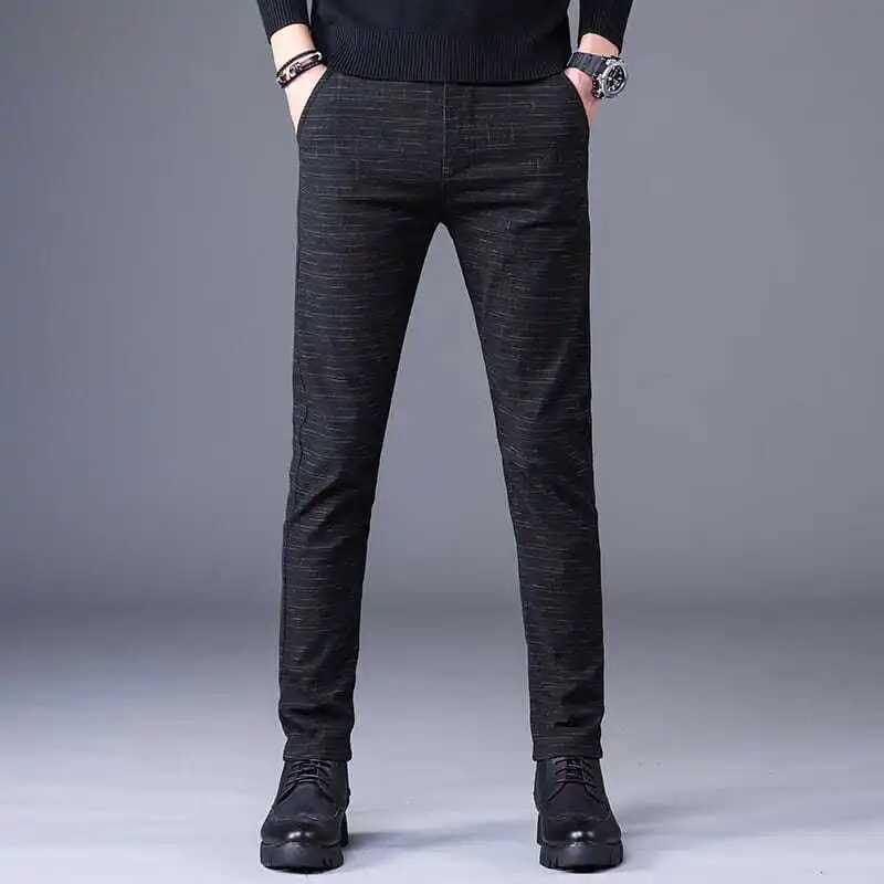 Business Office Streetwear Fashion Mens Plaid Suit Pants Spring Autumn Korean Male Clothing Casual New Slim Straight Trousers W250225