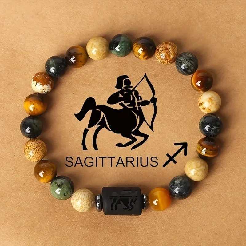 12 Zodiac Signs Constellation Charm Bracelet Men Women Fashion Tiger Eye Stone Beaded Bracelets Virgo Leo Libra Couple JewelryXJ250225