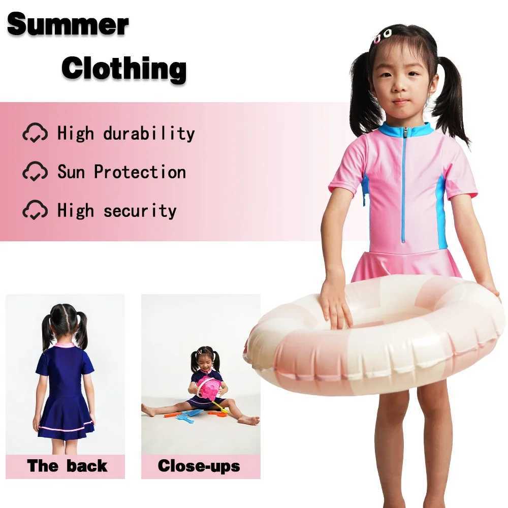 Girls one-piece swimsuit toddler girl UPF50+short sleeved beach vacation comfortable swimsuit children aged 1-12 X250224