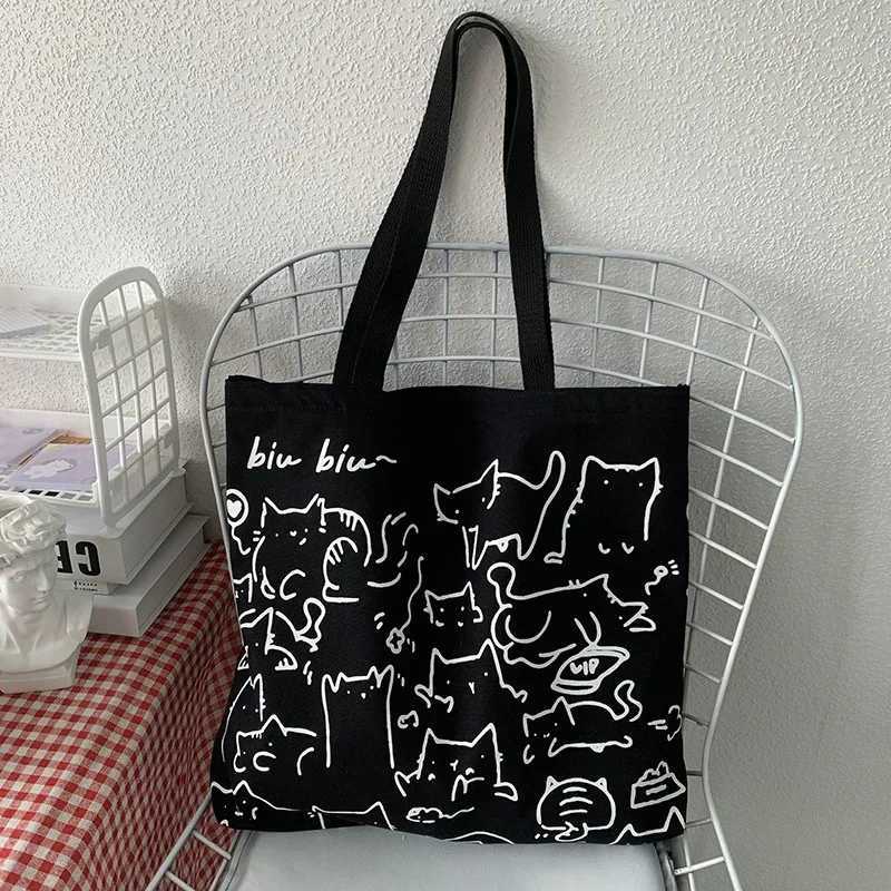 Canvas Bag Womens Handbag Shopping Bag Cute Zipper Handbag Designer Bag Japanese Style Cartoon Small Shoulder Bag Z250224