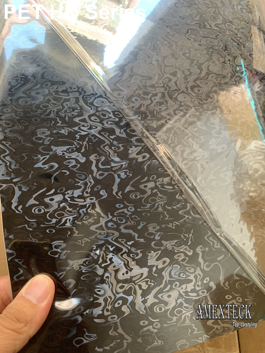 Premium PET HD Shadow Black Gloss Shiny Vinyl Wrap Sticker Whole Car Wrapping Covering Film With Air Release Initial Low Tack Glue Self Adhesive Foil 
