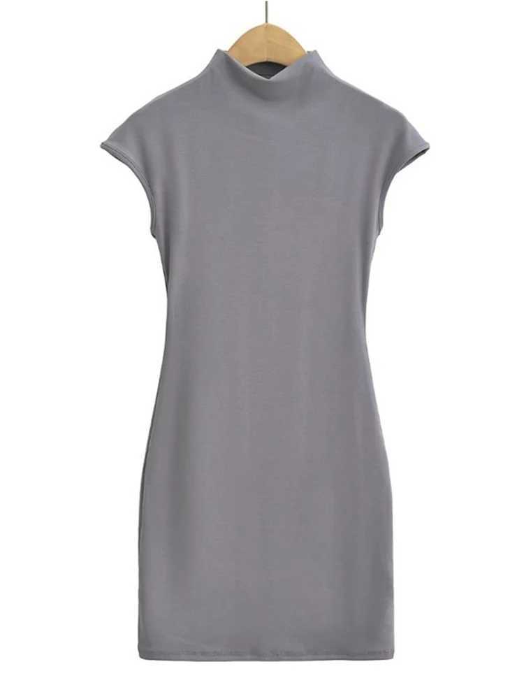 Mini dresses for women 2024 Summer knitted dress sexy vintage clothes black dresses short sve turtleneck pink dress bodyconXJ250224