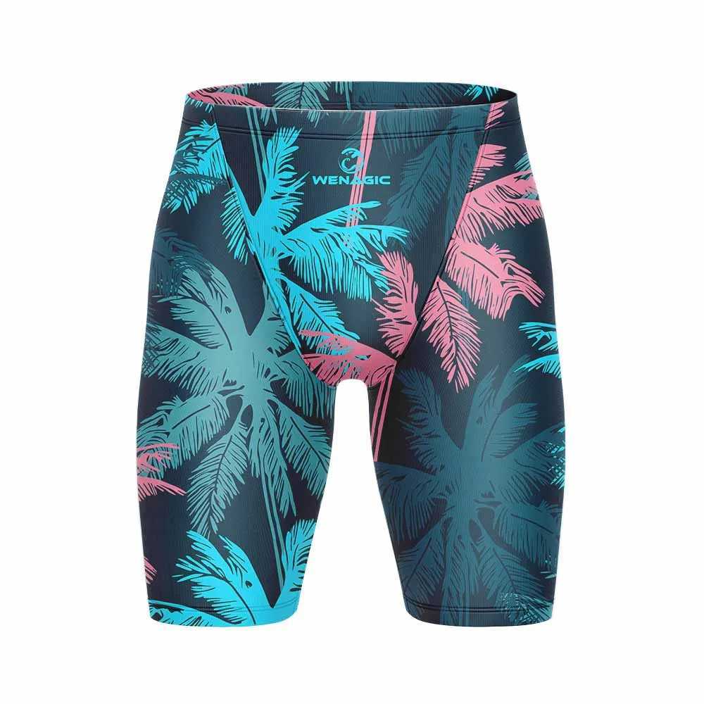 Surf Shorts 2023 New Professional Men Race Swim Trunks Quick Dry Swimwear Training Flowers Print Beach Tight Swimsuit JammerXJ250224