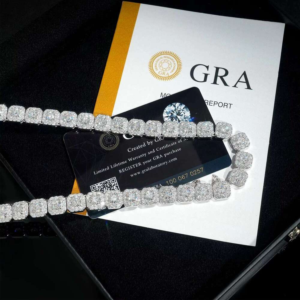 VVS Silica Iced Real Tennis Chain Bracelet 6Mm White 10K 14K Gold