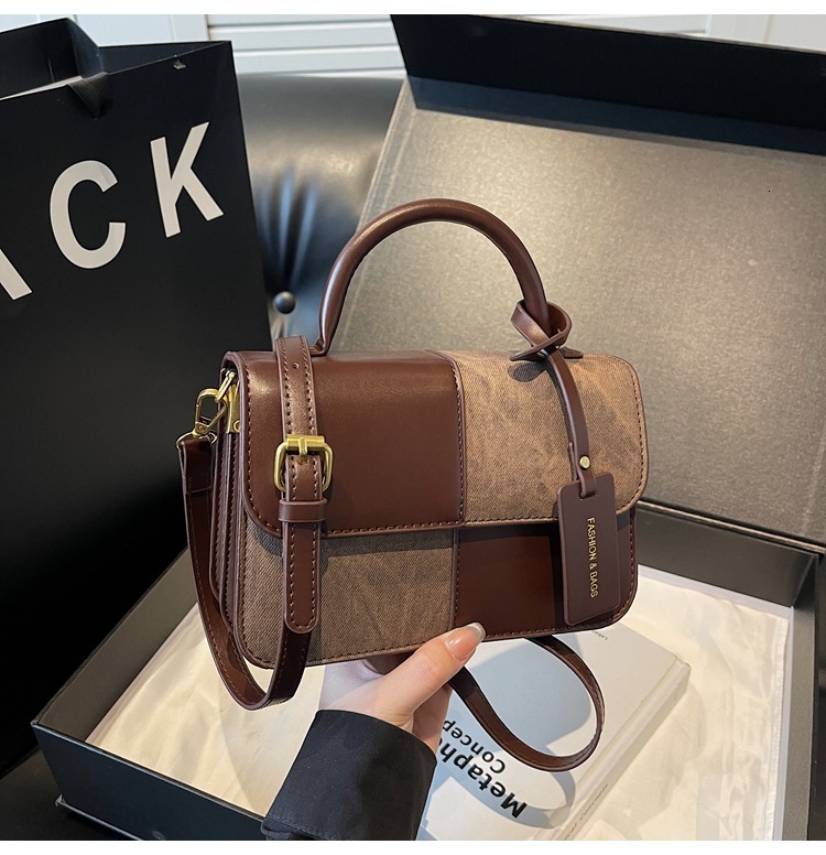2025 New High-end Niche Handbag For Women Multifunctional Single Shoulder Crossbody Bag Spliced Handheld Small Square Bag