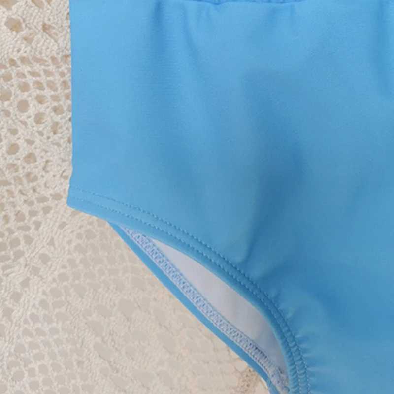 Childrens swimsuit girls checkered swimsuit girls short sleeved swimsuit childrens baby Tankini bikini set beachwear X250224