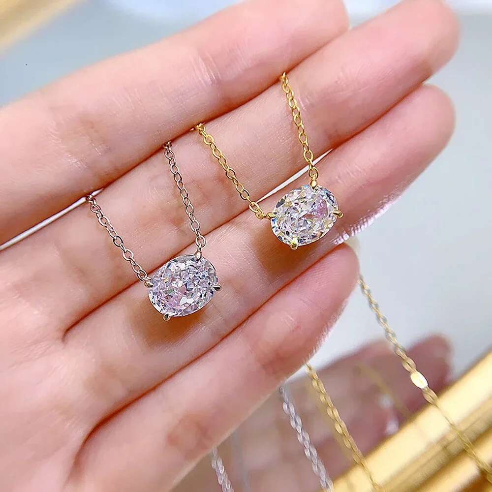 3CT Oval Cut Moissanite Pendant Necklace for Women Gra Certified 8*10mm Lab Dia Neck Chain Sterg Sier Fine Jewelry