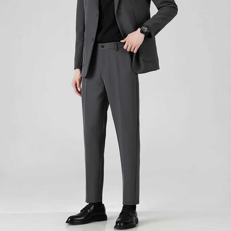 2024 Autumn/Winter Thick Mens Casual Pants Straight Loose Fashion Trend Business Versatile 9-point Suit Pants W250225