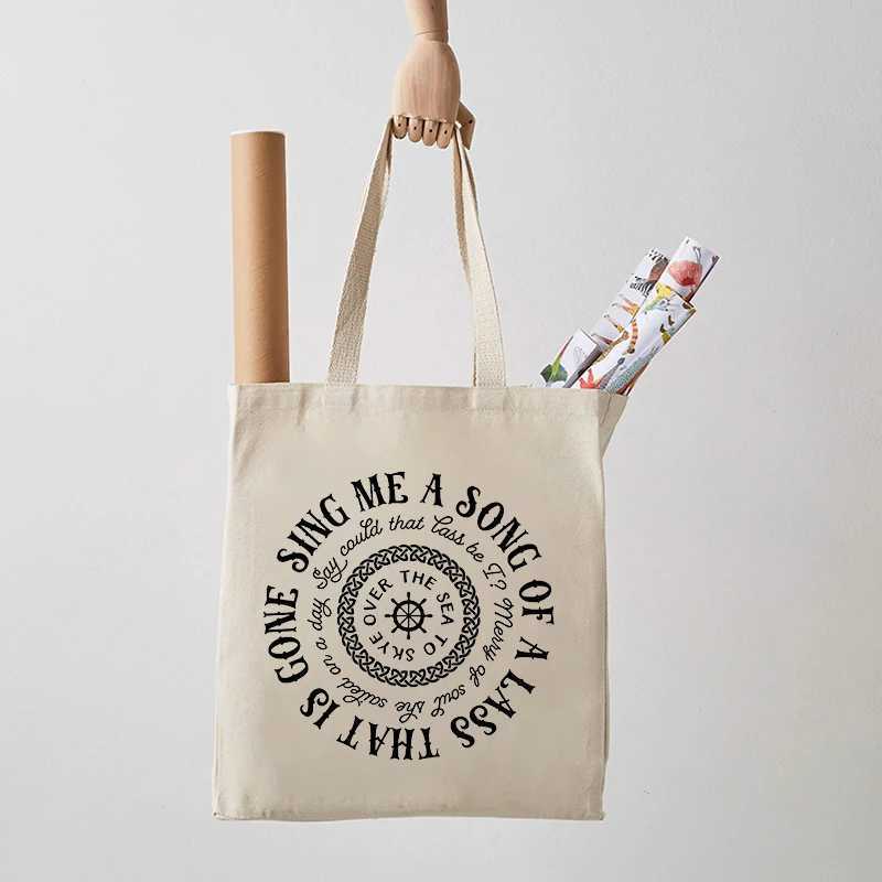 Sing Me A Song of A Lass That Is Cone Pattern Tote Bag Canvas Shoulder Bag for Travel Commute Reusable Shopping Trendy Gifts Z250224