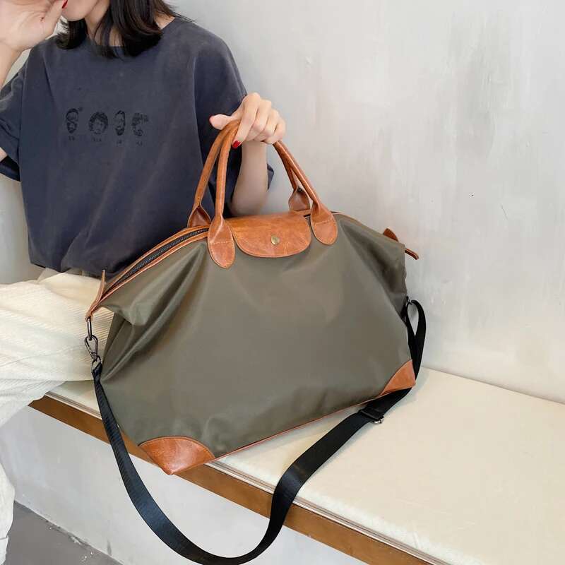 Tiptoegirls Panelled Patchwork Lady Anti-Tear Nylon+Leather Large Totes For Women Fashion Simple Leisure Shoulder Bag