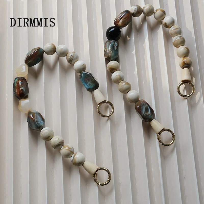 Woman Bag Accessory Green Beige Acrylic Resin Beads Parts Handcrafted Wristband Women Replacement Bag Handle Chain 250224