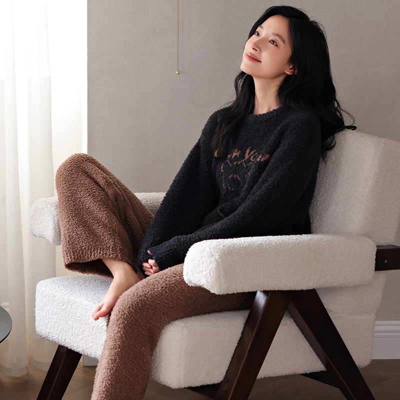 B904-Pure cotton pajamas women summer short-sleeved suit sweet casual simple cropped pants comfortable home