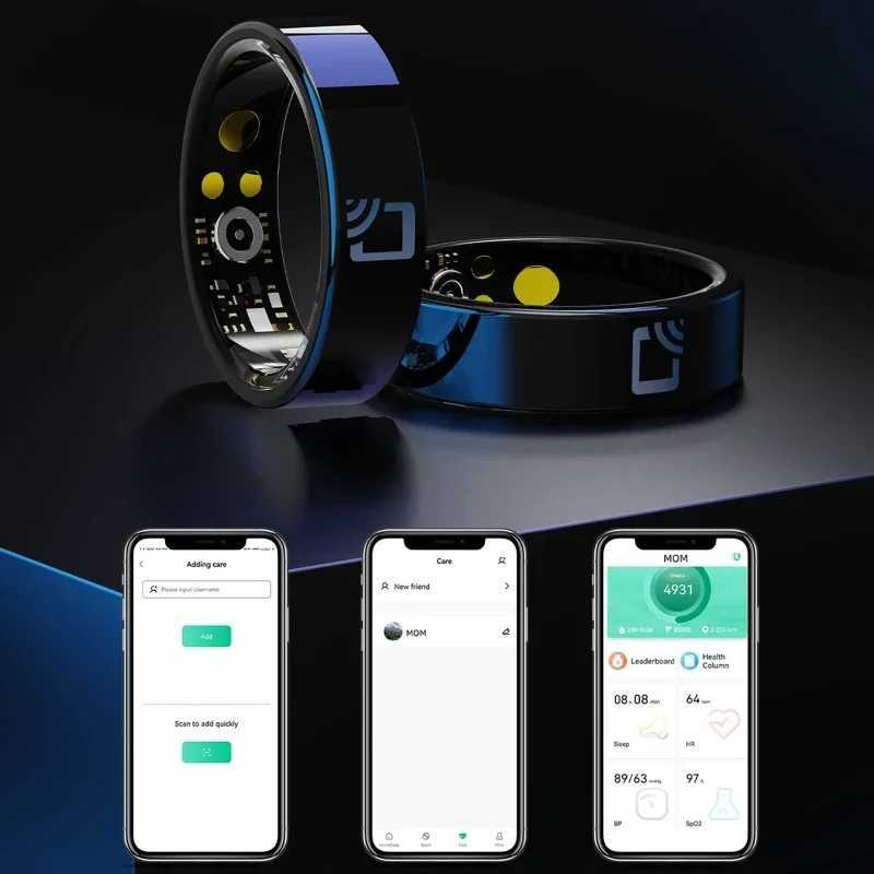 NFC Smart Ring-with Heart Rate Health Sleep Monitor IP68 Waterproof Multi-sport Mode Function 7MM Ultra Thin Rings+Charging Case W250819