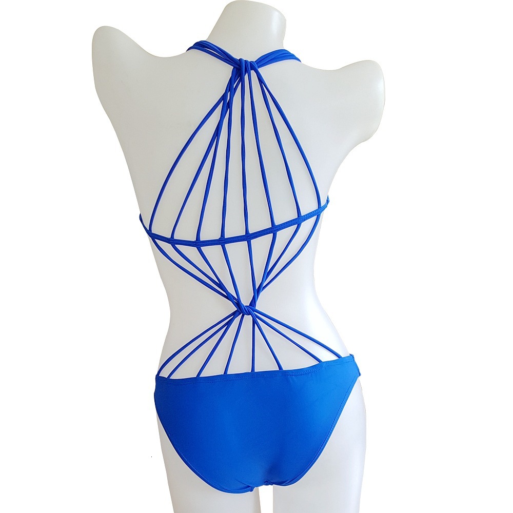 Sexy designer jumpsuit swimwear with hollowed out multi rope cross beautiful back and multi-color fashion bikini for women