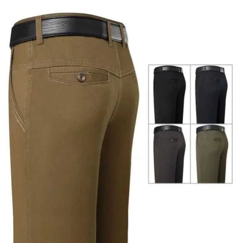 Mens Summer Thin Autumn Thick 00% Cotton Suit Pant Slacks High Waist Straight Loose Bland Solid Casual Business Pants GOZBKF W250225