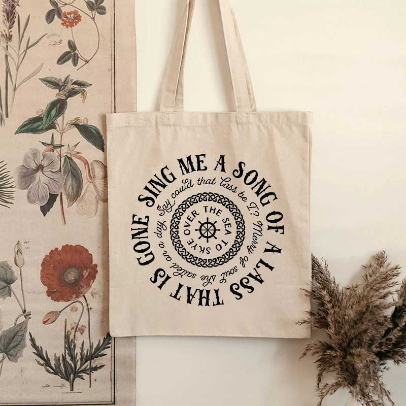 Sing Me A Song of A Lass That Is Cone Pattern Tote Bag Canvas Shoulder Bag for Travel Commute Reusable Shopping Trendy Gifts Z250224