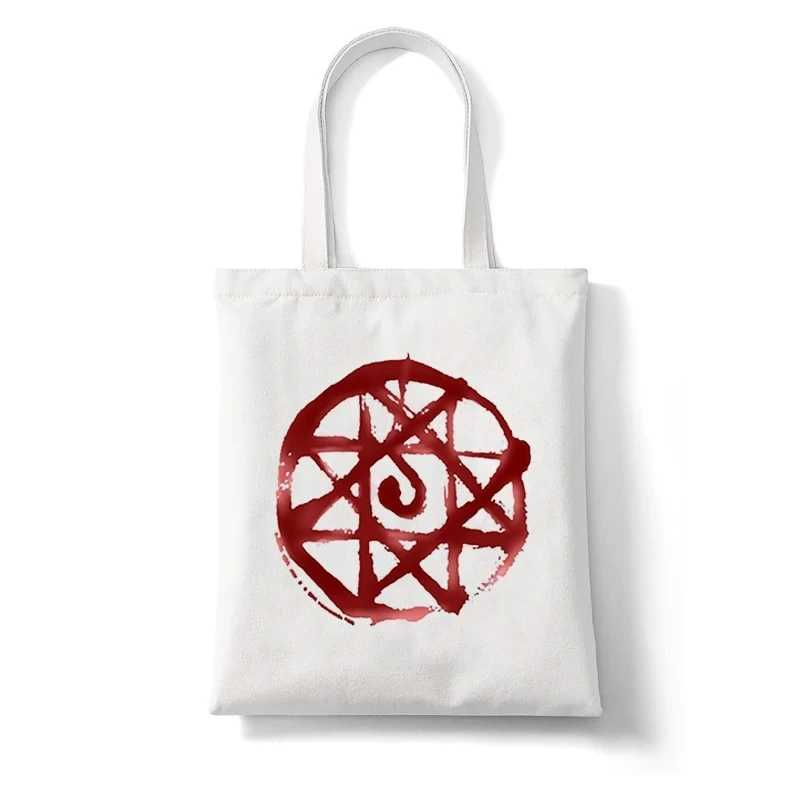 Shopper Bag Japan Manga Fullmetal Alchemist Edward Elric Handbag Canvas Tote Bag Shopping Travel Women Elegant Reusable Shoulder Z250224