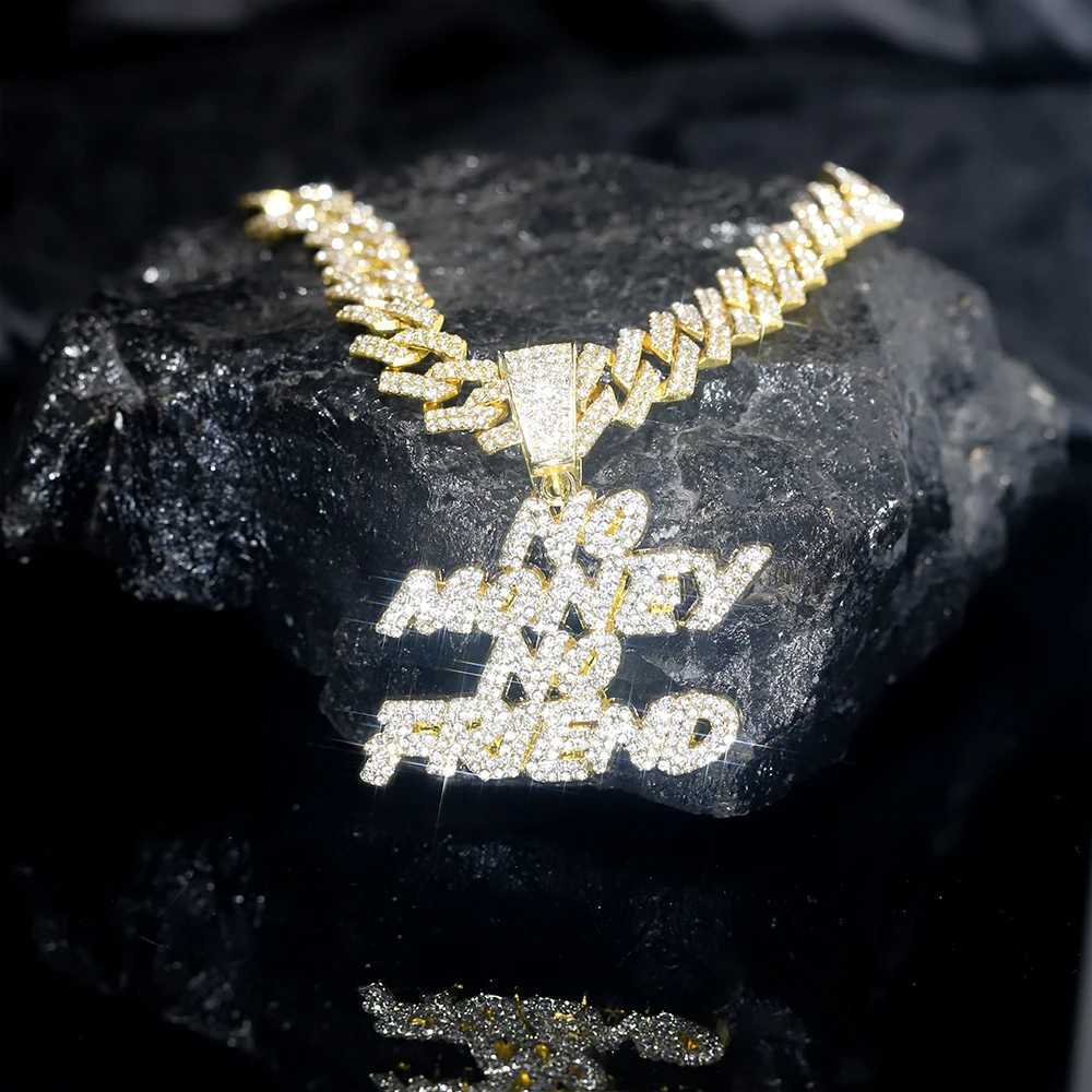 Hip-hop Fl Diamonds Letter Pendant Necklace Stylish and Out Cuban Chain Men Wen Street Style Punk Trend Party Jewelry Gift X250224