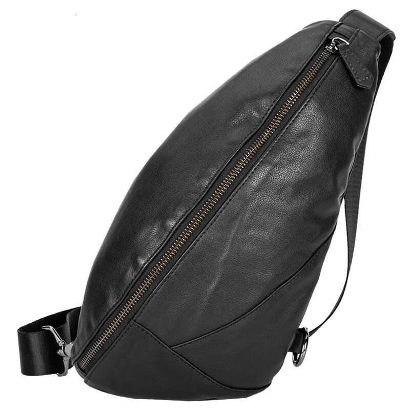 Fashion Genuine Leather Men's Chest Pack Shoulder Messenger Sg Small Leisure Bag Crossbody Black M129