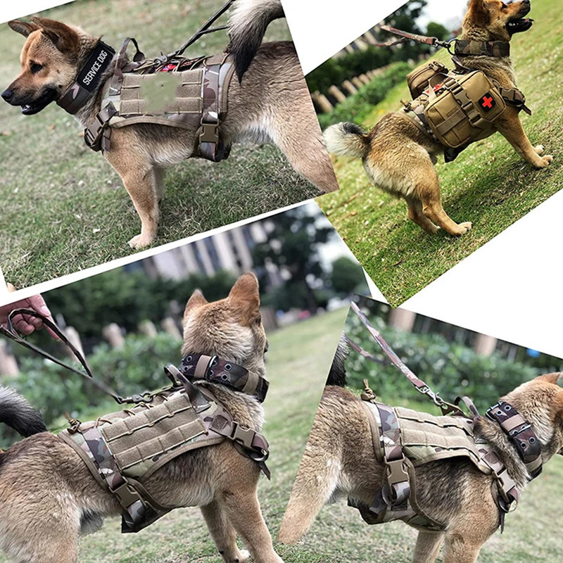 Tactical Dog Harness Military Training Tactical Dog Harness Military Adjustable Vest Pet Training Set Small Medium Large Dogs 250224