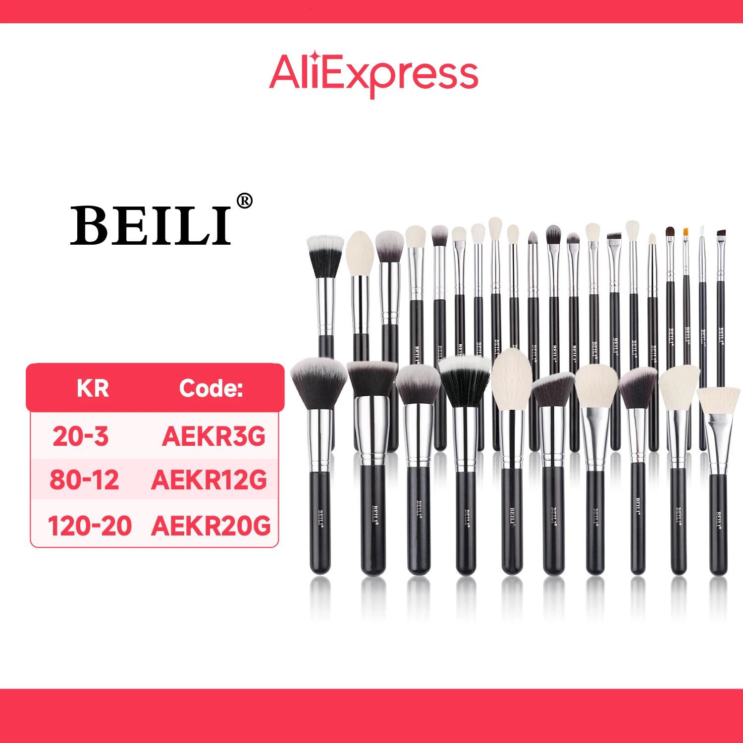 BEILI Black Makeup brushes set Professional Natural goat hair brushes Foundation Powder Contour Eyeshadow make up brushes 250224