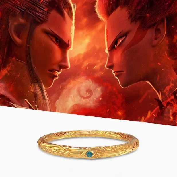 Nezha Qiankun Circle Bracelet Couples Bracelet Mens and Womens Exquisite Chinese style Inlaid Emerald bangles Train JewelryXJ250225