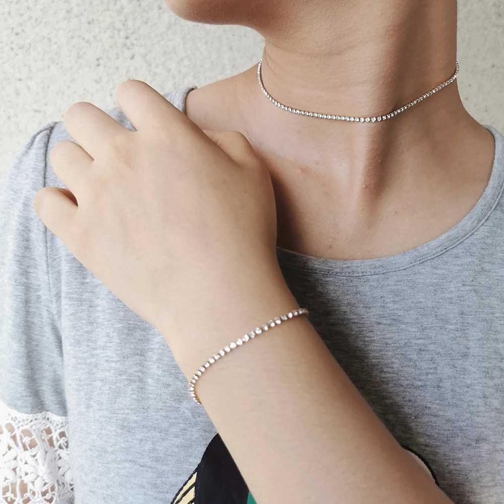 Minimalist Stainless Steel Crystal Tennis Bracelets For Woman Girls Simple Rhinestone Crystal Chain Bracelet Fashion JewelryXJ250225