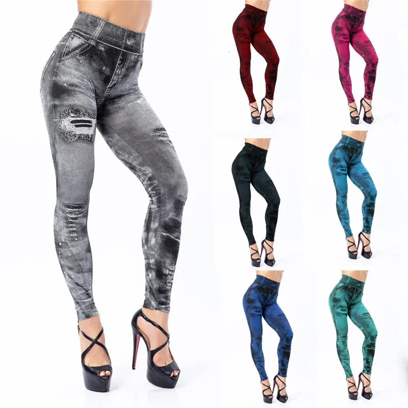 Slim Fit Tie Dye Women Fashion Classic Stretchy Leggings Sexy High Waist Jean Skinny Comfortable Pants 250222