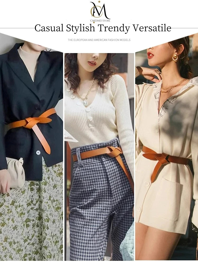 Cowhide Belt Ladies Soft Genuine Leather Knotted Strap Dress Accessories Gothic Retro er Girdle Corset for Women 250221