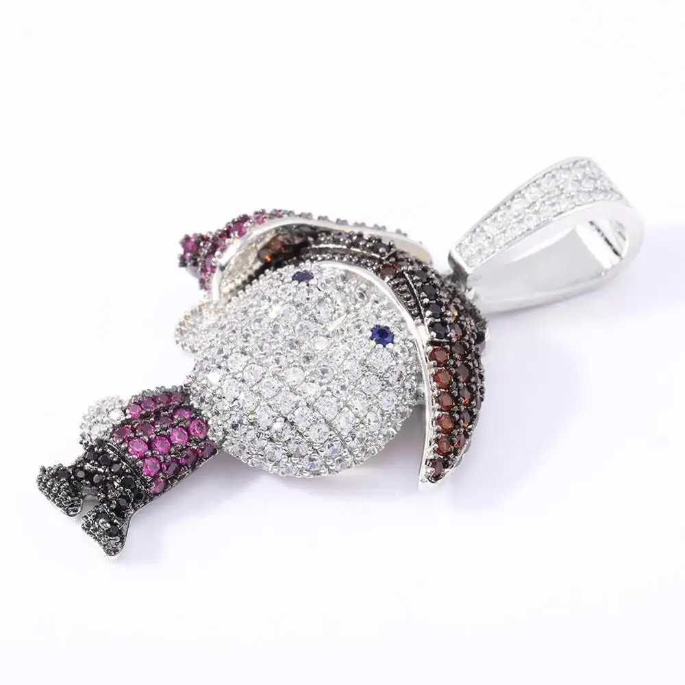 4 AAA Cubic Zirconia Paved Bling Out Villain family Cartoon Timmy Pendants Necklace for Men Hip Hop Rapper Jewelry X250224