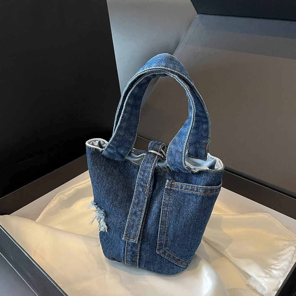 Women Street Handbag Fashion Denim Tote Bag Solid Color Handle Casual Shoulder for Date Party Shopping 250221